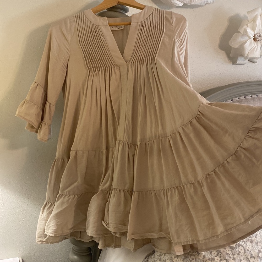 Casa Raki DELFINA tiered dress soft Ecru